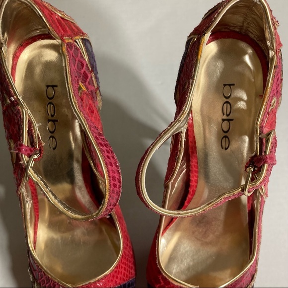 Bebe Clarissa Peeptoe Pumps Platform High Heels - Picture 7 of 12